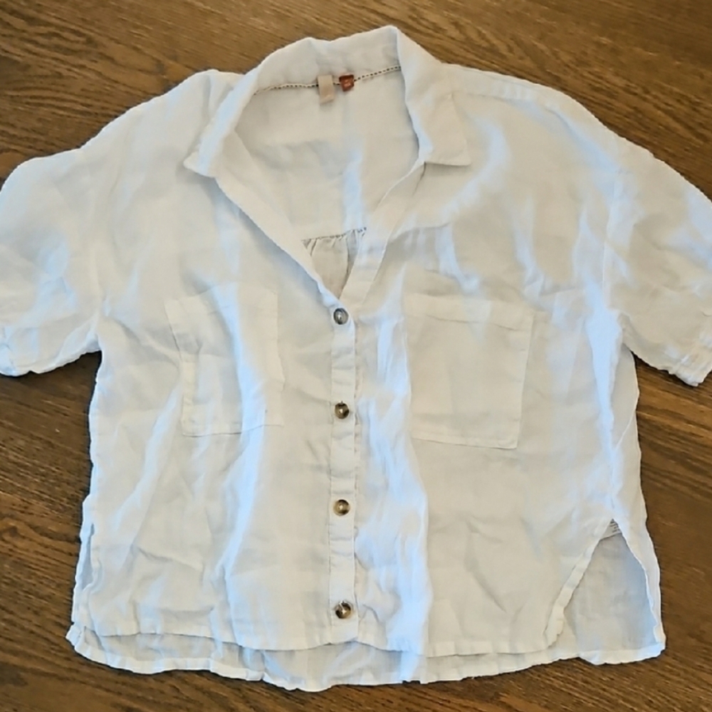 Women's White Button-Up Shirt, Anthropologie, Pilcro Brand, Size XL